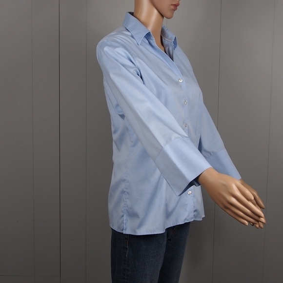 Land's End No Iron pinpoint Oxford shirt 3/4 sleeve size 10 - Picture 3 of 5